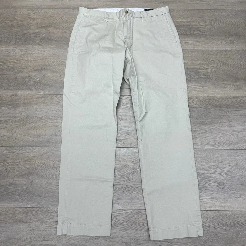 Polo Ralph‎ Lauren Khaki Beige Straight Fit Pants Men's Sz 36x32 Preppy